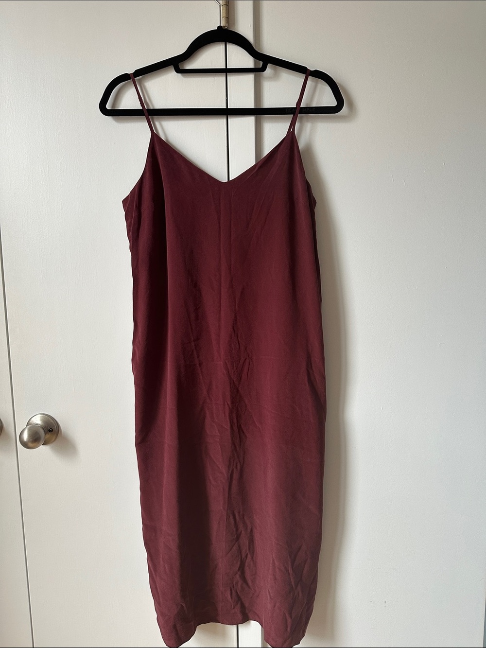 Madewell Burgundy Slip Midi Dress with Spaghetti Straps